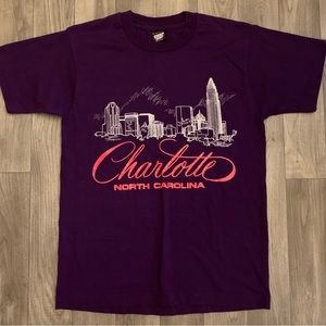 Vintage Charlotte T-Shirt Unisex Size Medium Retro Skyline Screen Stars